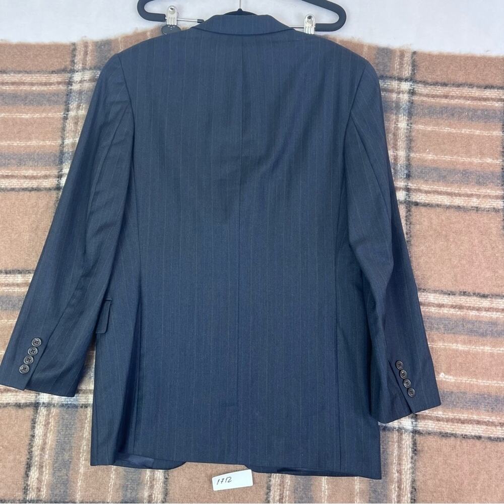 Ralph Lauren Sport Coat Mens 39R 100% Wool Charcoal and Blue Striped - Picture 3 of 13